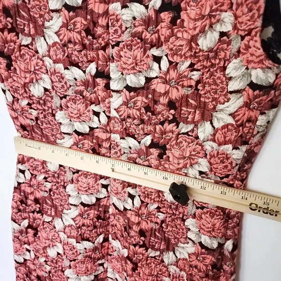 Sandro Edwige Mini Dress Womens Size 2 Rose White Floral Print Ruffled Collar - Picture 15 of 16
